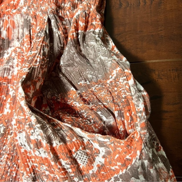 FREE PEOPLE Love Birds Mini Dress Paisley Cold Shoulder Orange Boho Size Medium - Picture 11 of 16